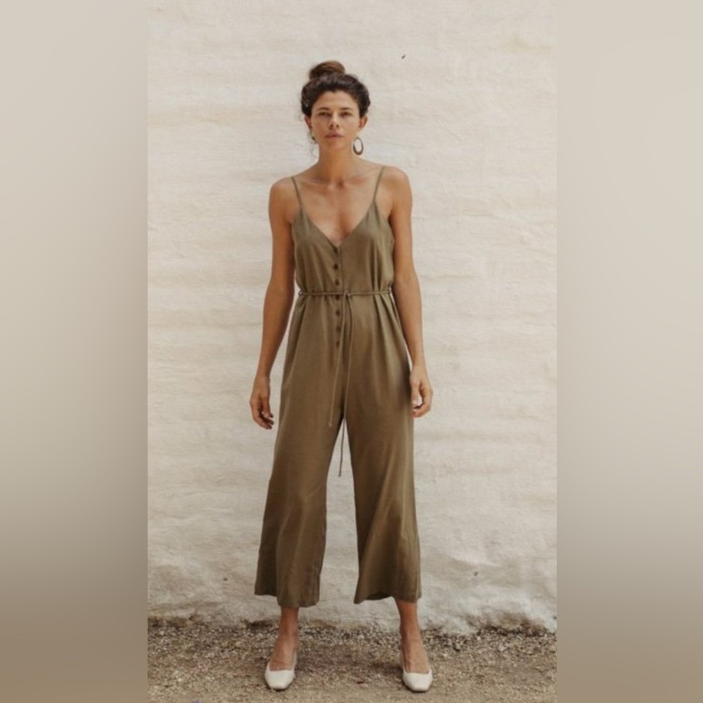 OZMA Olive Button-Down Jumpsuit